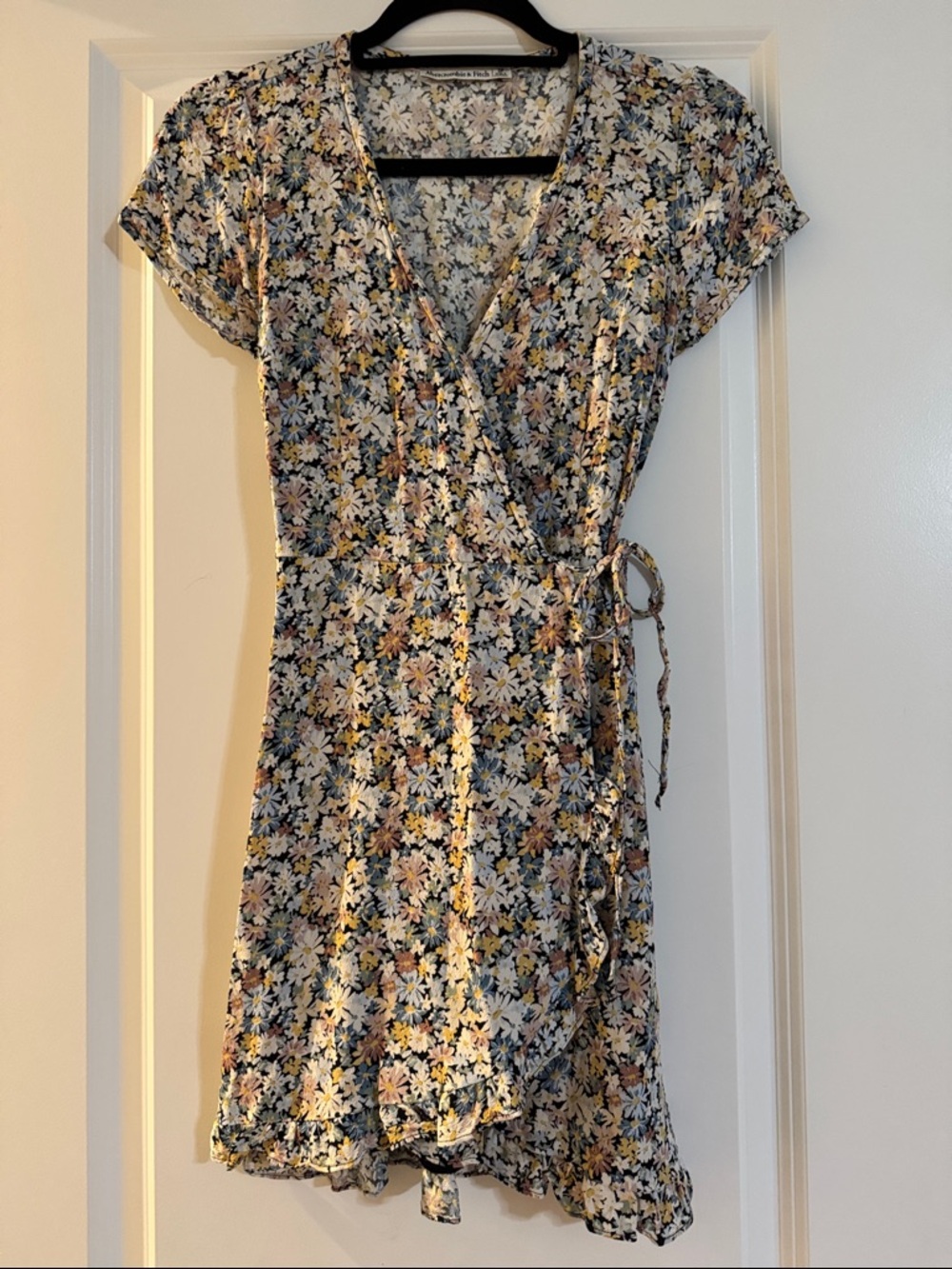 Abercrombie & Fitch Floral Wrap Dress - Yellow, Blue & White